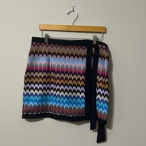Multicolor Chevron Wrap Skirt